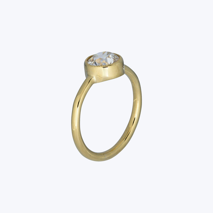 Jewels by Grace 18KYG 1.22 ct. Old Euro Cut Diamond Bezel Solitaire