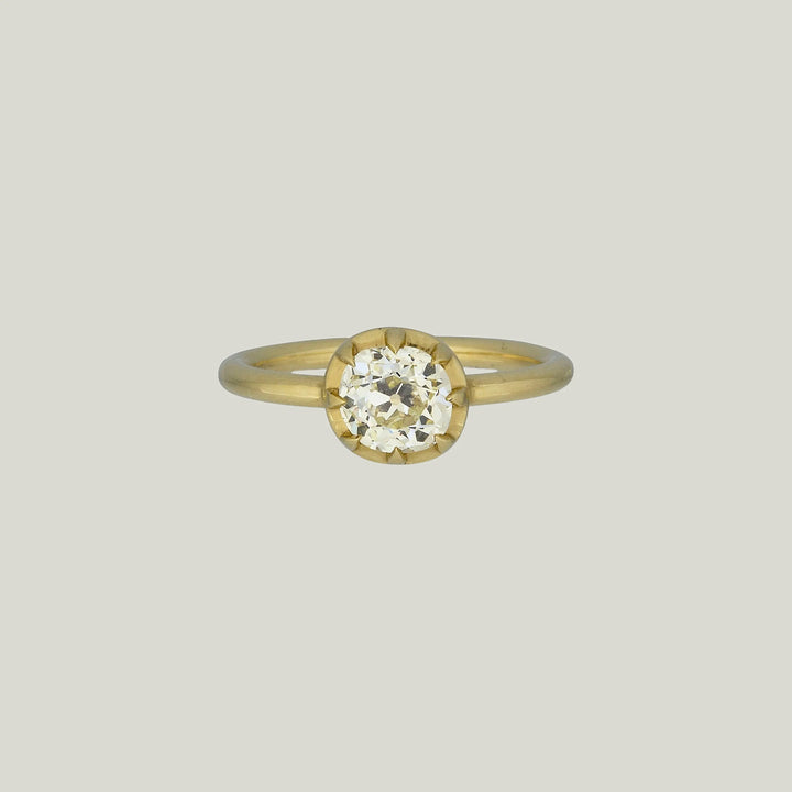 Jewels by Grace 18KYG 0.93 ct. Old Mine Cut Diamond Collet Solitaire