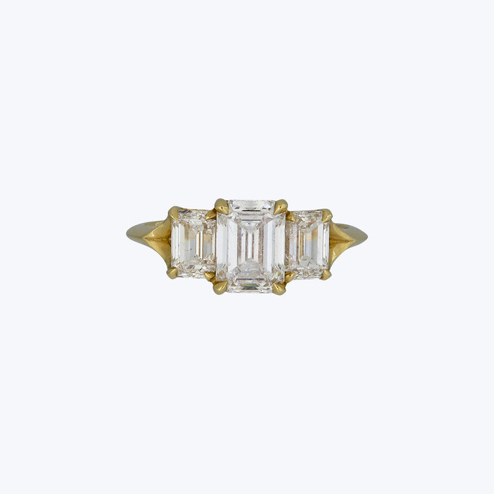 Jewels by Grace 18KYG 2.35 ct. Emerald Cut Diamond Trilogy Ring
