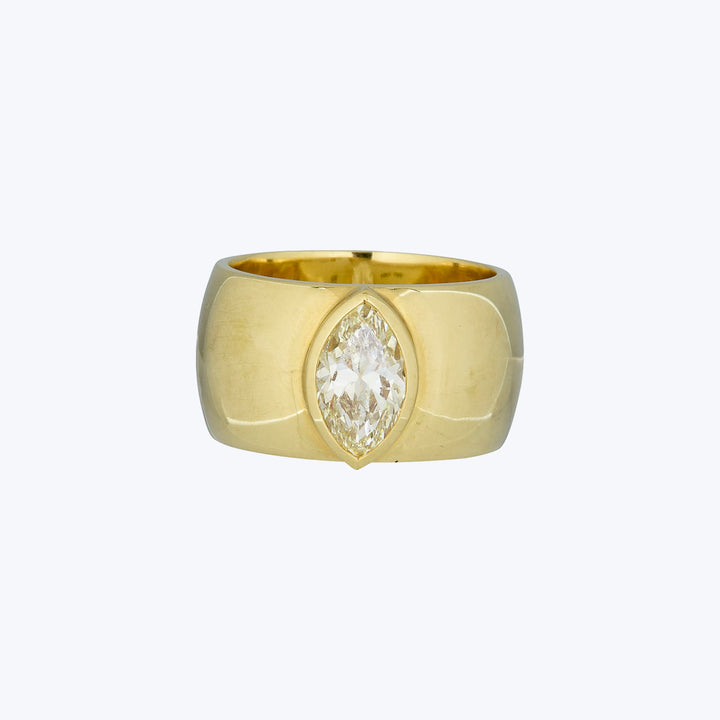 Jewels by Grace 18KYG 1.48 ct. Marquise Cut Diamond Cigar Band Ring