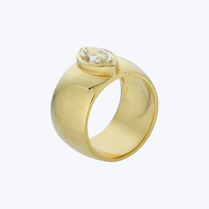 Jewels by Grace 18KYG 1.48 ct. Marquise Cut Diamond Cigar Band Ring