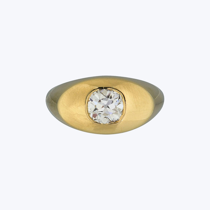 Jewels by Grace 18KYG 0.85 ct. Old Mine Cut Diamond Signet Ring