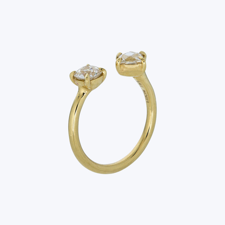 Jewels by Grace 18KYG 1.17 ct. Old European and French Cut Diamond Toi et Moi Ring