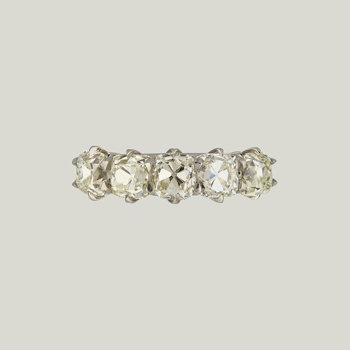 Jewels by Grace Platinum 2.65 ct. Old Mine Cut Diamond Five-Stone Band