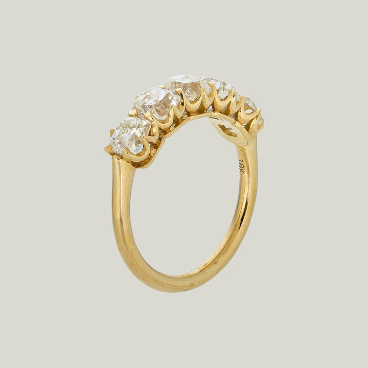 Jewels by Grace 18KYG 2.48 ct. Old Mine Cut Diamond Five-Stone Band
