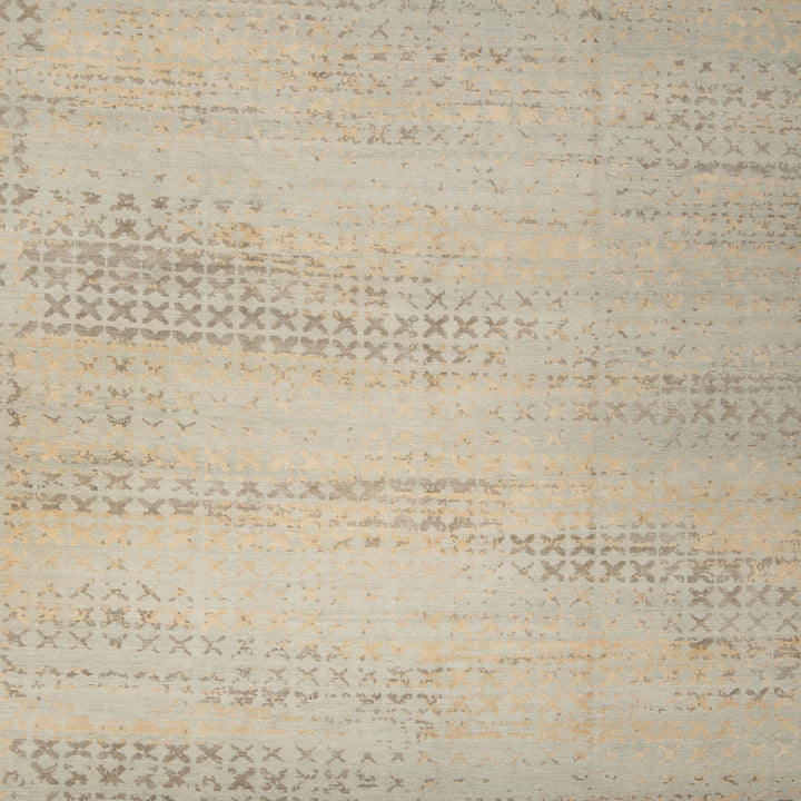 Grey Contemporay Tibetan Wool Silk Blend Rug - 10' x 14'