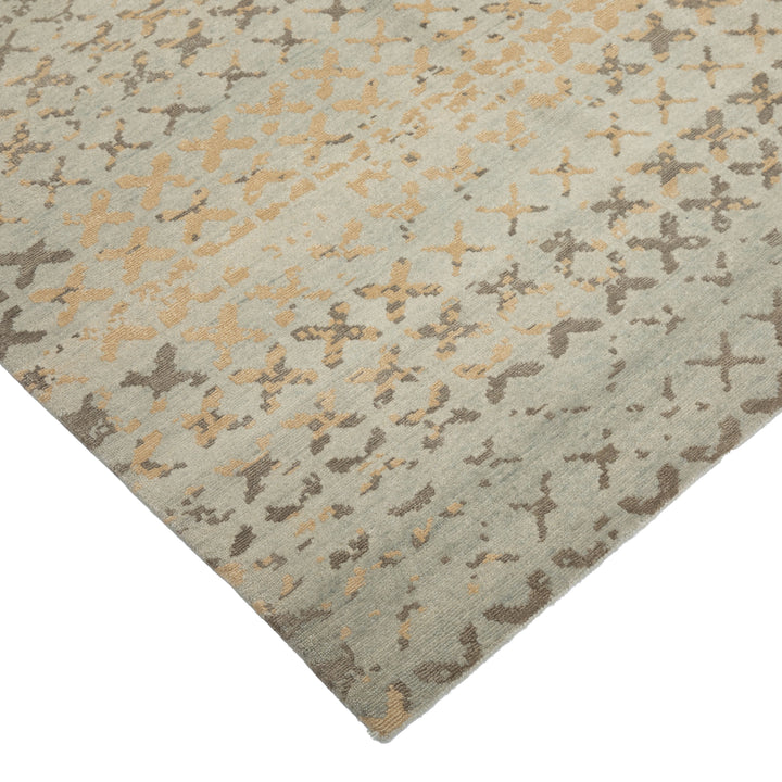 Grey Contemporay Tibetan Wool Silk Blend Rug - 10' x 14'
