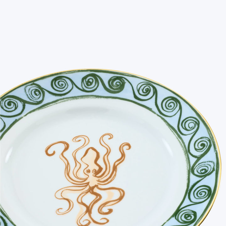 Il Viaggio di Nettuno Flat Dessert Plate Brown & Light Blue