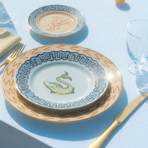Il Viaggio di Nettuno Flat Dessert Plate Light Blue & Yellow - hover