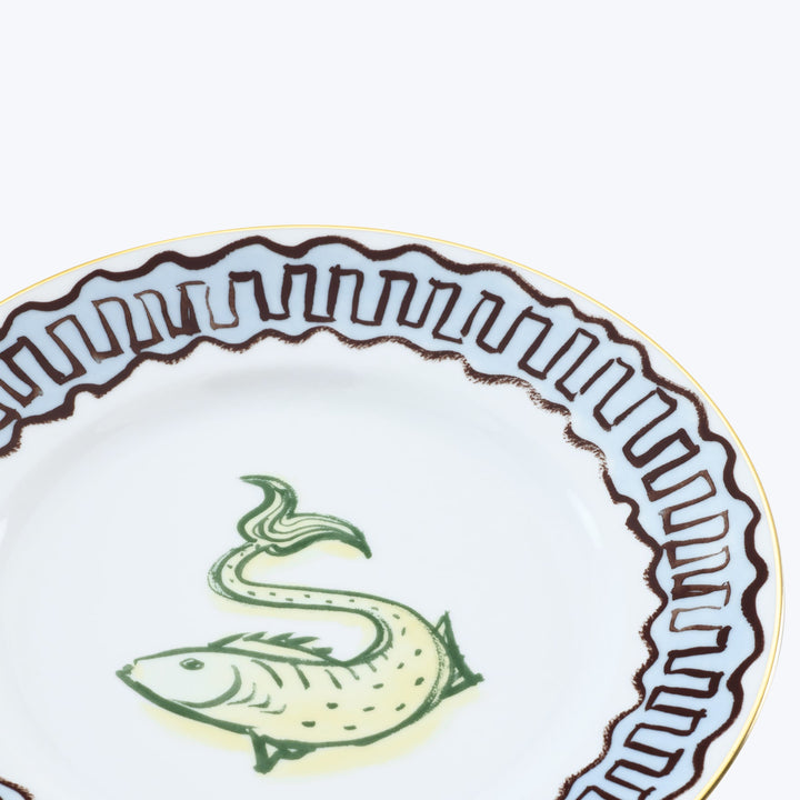 Il Viaggio di Nettuno Flat Dessert Plate Light Blue & Yellow