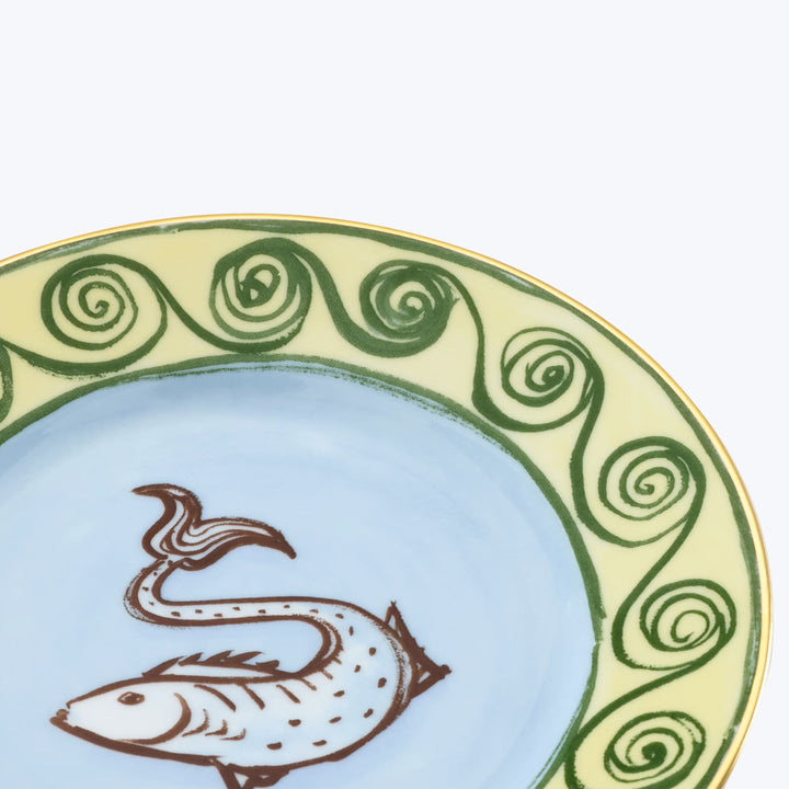 Il Viaggio di Nettuno Bread Plate Light Blue & Yellow