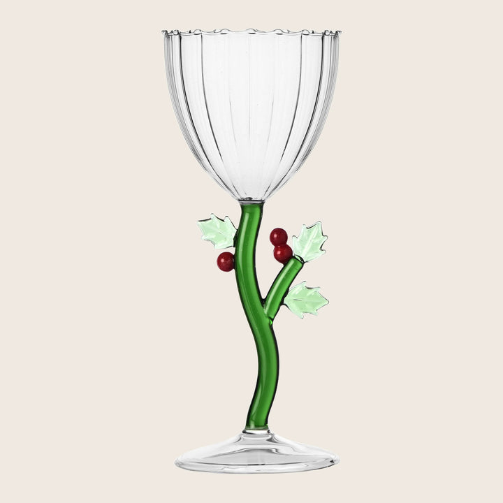 Botanica Christmas Stem Glass Holly Stem