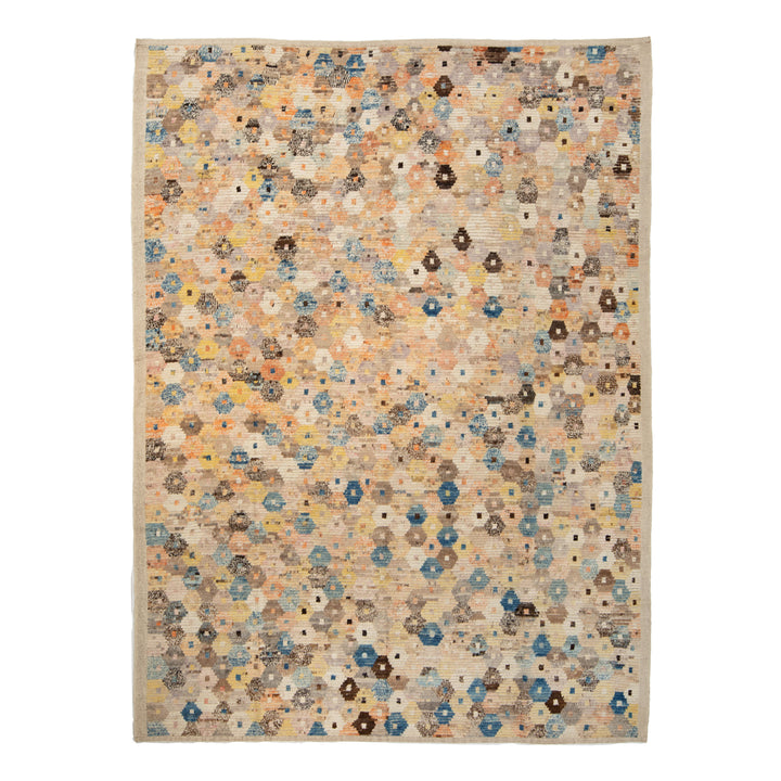 Multicolored Zameen Transitional Wool Rug - 9'5" x 12'0"