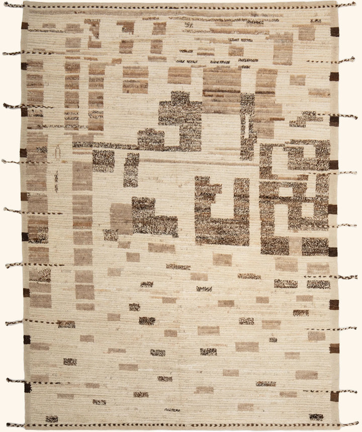 Brown Zameen Transitional Wool Rug - 5'7" x 7'9"