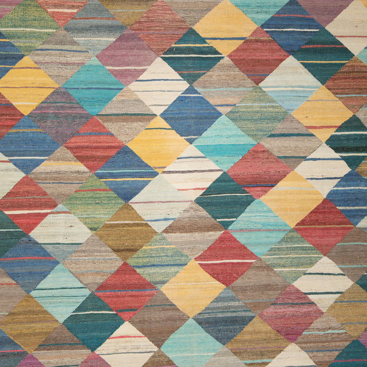 Transitional Kilim Wool Rug - 8'8" x 9'6"
