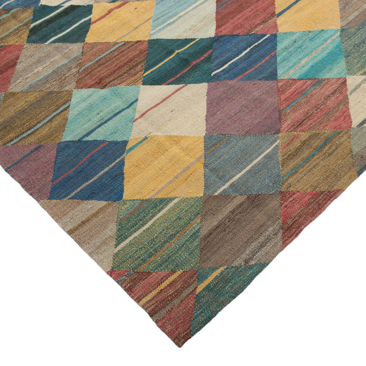 Transitional Kilim Wool Rug - 8'8" x 9'6"