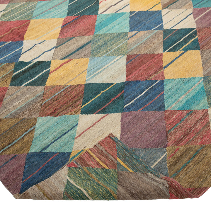 Transitional Kilim Wool Rug - 8'8" x 9'6"