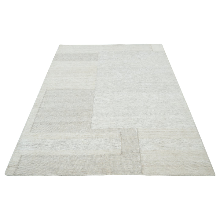 Ivory Swedish Inspired Art Silk Wool Blend Kilim Rug - 8' x 10'