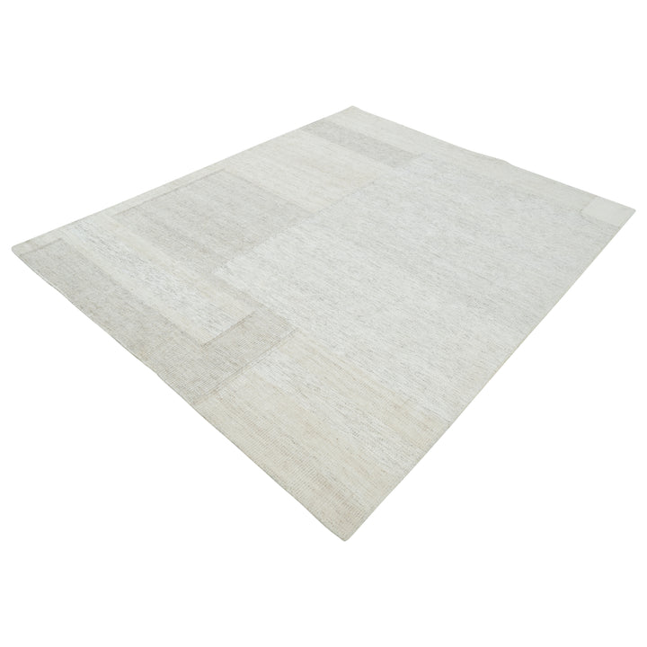 Ivory Swedish Inspired Art Silk Wool Blend Kilim Rug - 8' x 10'