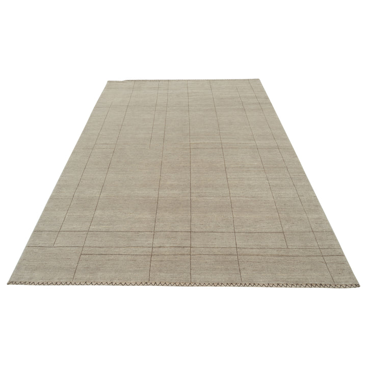 Brown Contemporary Wool Rug - 8'2" x 11'6"
