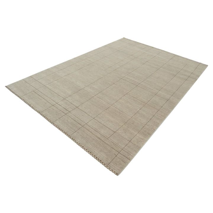 Brown Contemporary Wool Rug - 8'2" x 11'6"