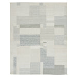 Grey Swedish Inspired Art Silk Wool Blend Kilim Rug - 12' x 15'
