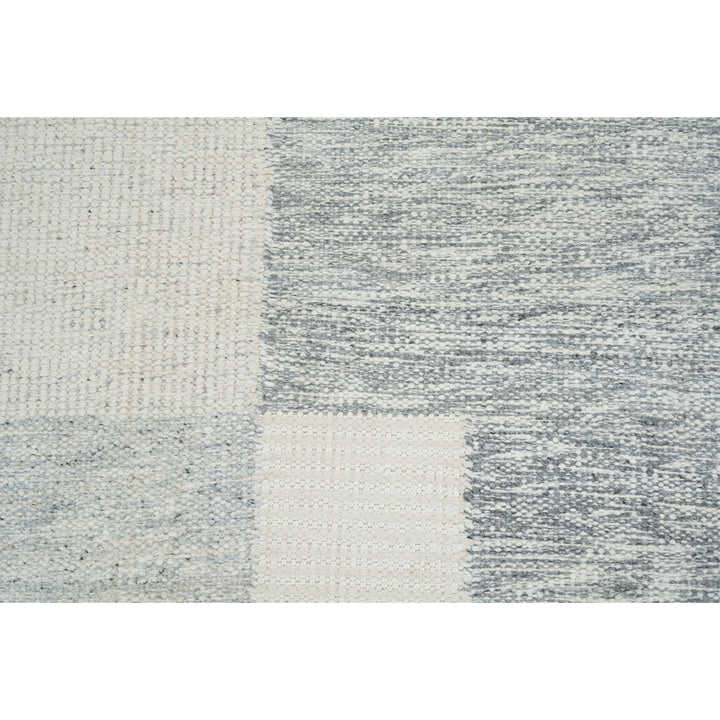 Grey Swedish Inspired Art Silk Wool Blend Kilim Rug - 12' x 15'
