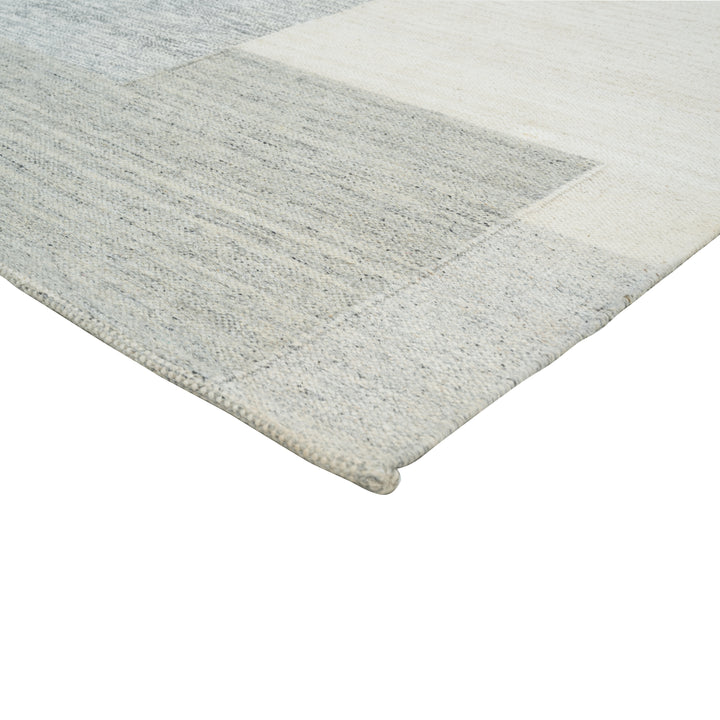 Grey Swedish Inspired Art Silk Wool Blend Kilim Rug - 12' x 15'