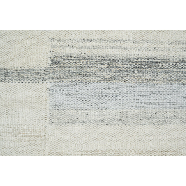 Ivory Swedish Inspired Art Silk Wool Blend Kilim Rug - 6' x 9'