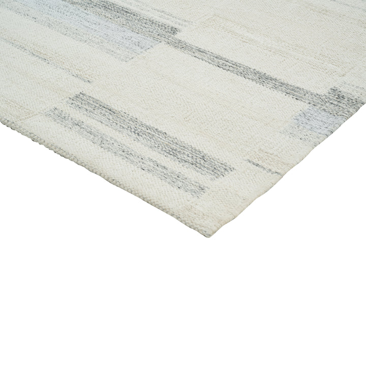 Ivory Swedish Inspired Art Silk Wool Blend Kilim Rug - 6' x 9'