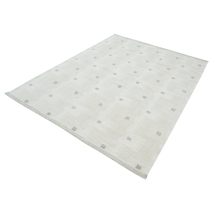 Beige Swedish Inspired Art Silk Wool Blend Kilim Rug - 8' x 10'