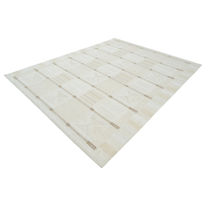 Natural Swedish Inspired Art Silk Wool Blend Kilim Rug - 8' x 10'