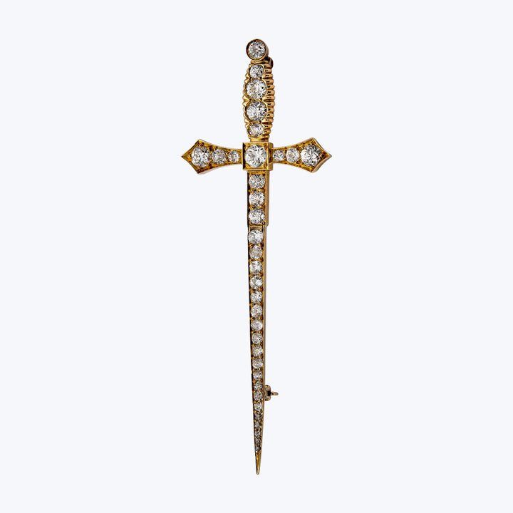 Antique 18KYG 3.44 ct. Diamond Sword Pin