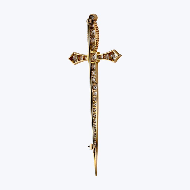 Antique 18KYG 3.44 ct. Diamond Sword Pin