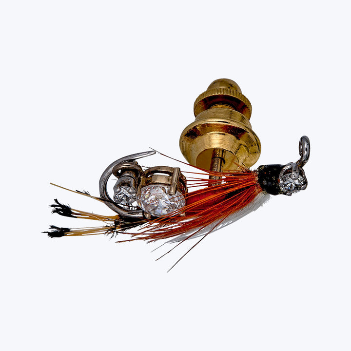 Retro 18KYG 0.47 ct. Diamond Fishing Lure Pin