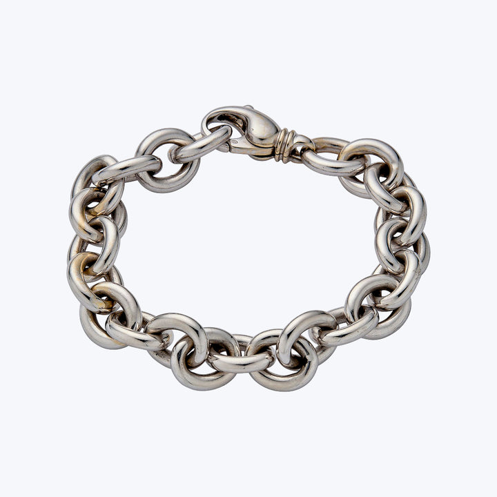 French Vintage 18K WB Chunky Cable Link Bracelet