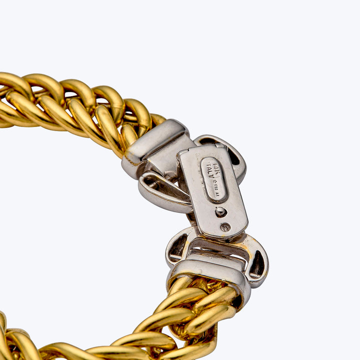 Vintage 14KYG 14KWG Curb Link Buckle Bracelet