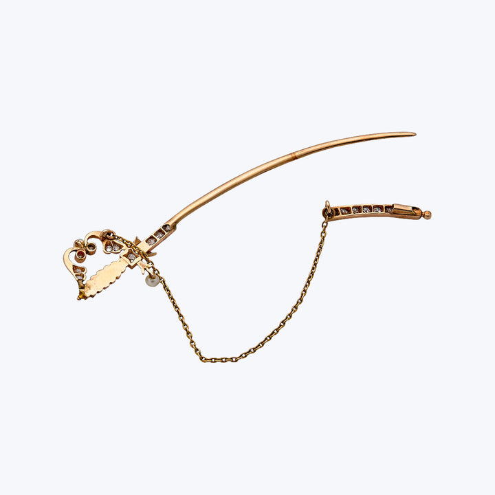 Victorian 14KYG 0.48 ct. Diamond Saber Pin