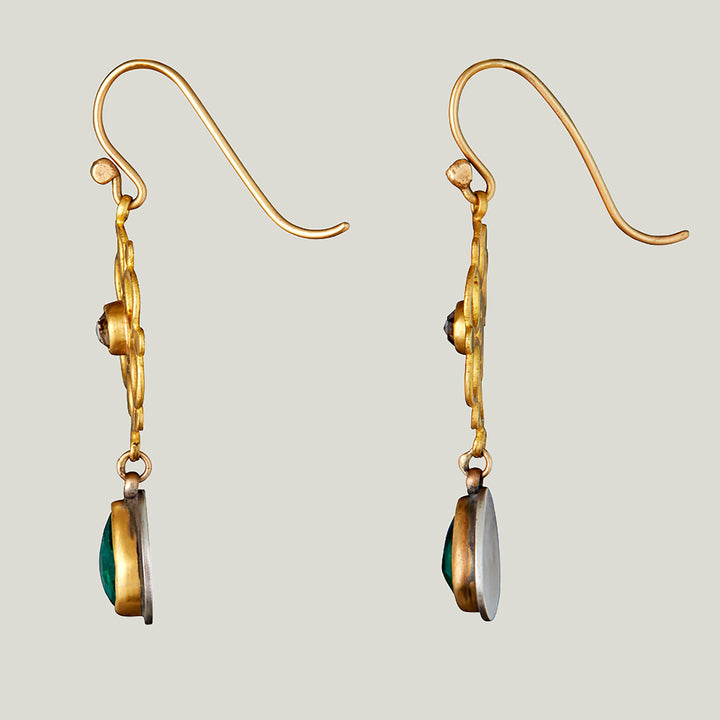 Rosecut Emerald Mandala Drop Earrings