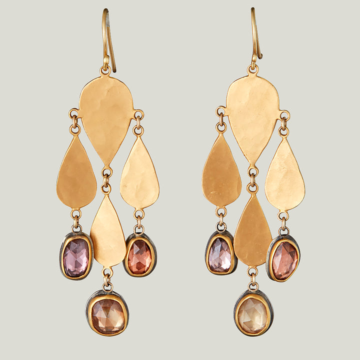 Rosecut Champagne Zirconium Chandelier Drop Earrings