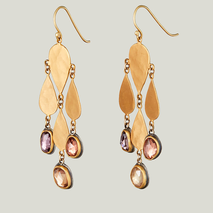 Rosecut Champagne Zirconium Chandelier Drop Earrings