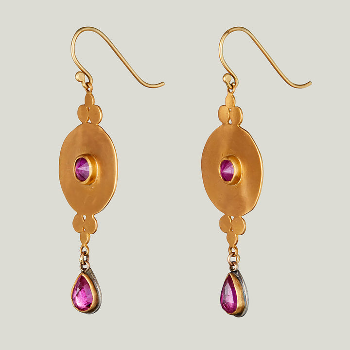 Rosecut Ruby Drop Earrings