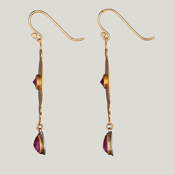 Rosecut Ruby Drop Earrings