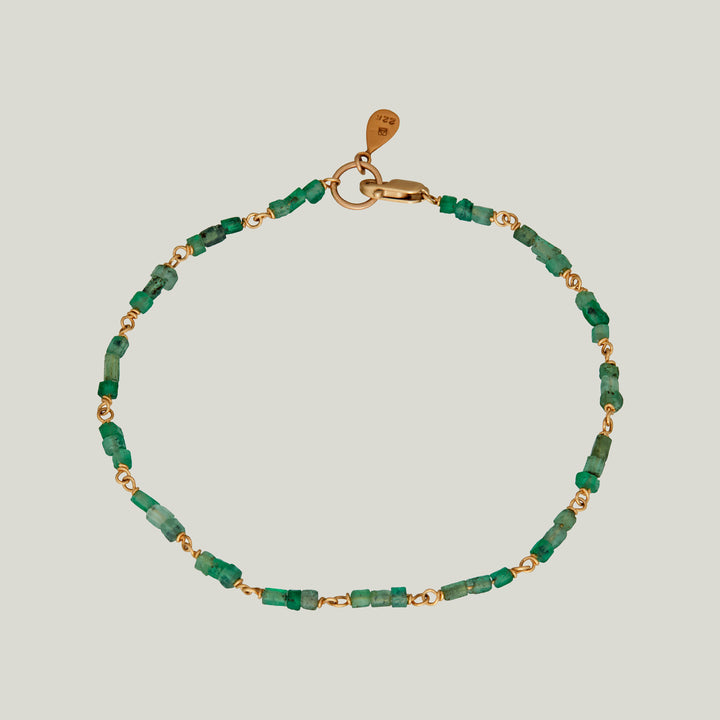 Beaded Linked Emerald Crystal Trios Bracelet
