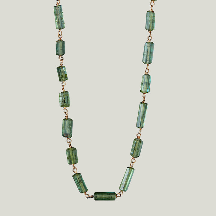 Beaded Linked Green Tourmaline Necklace