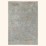 Light Blue Antique Revival Wool Silk Blend Rug - 6' x 9'
