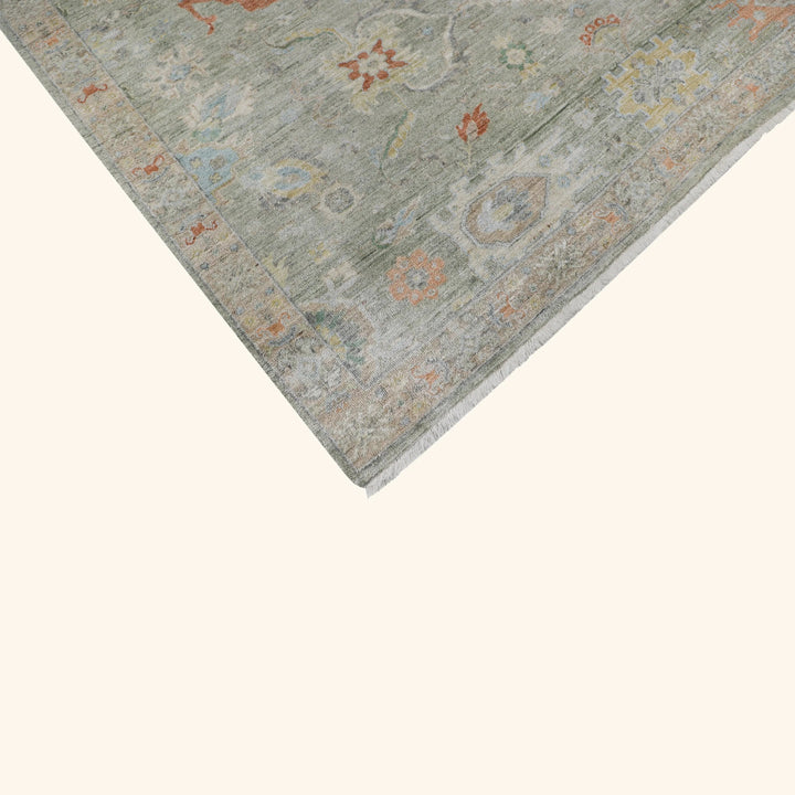Light Blue Antique Revival Wool Silk Blend Rug - 6' x 9'