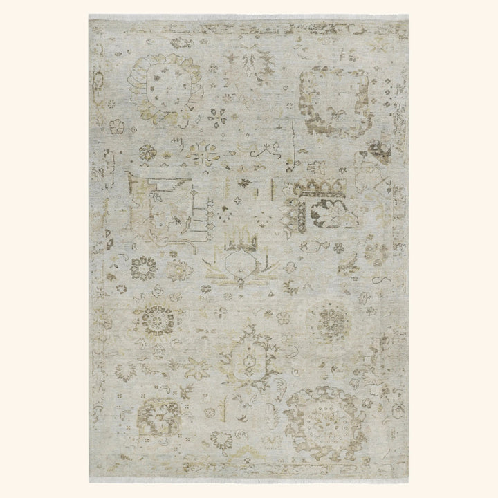 Beige Antique Revival Wool Silk Blend Rug