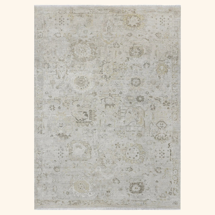 Beige Antique Revival Wool Silk Blend Rug