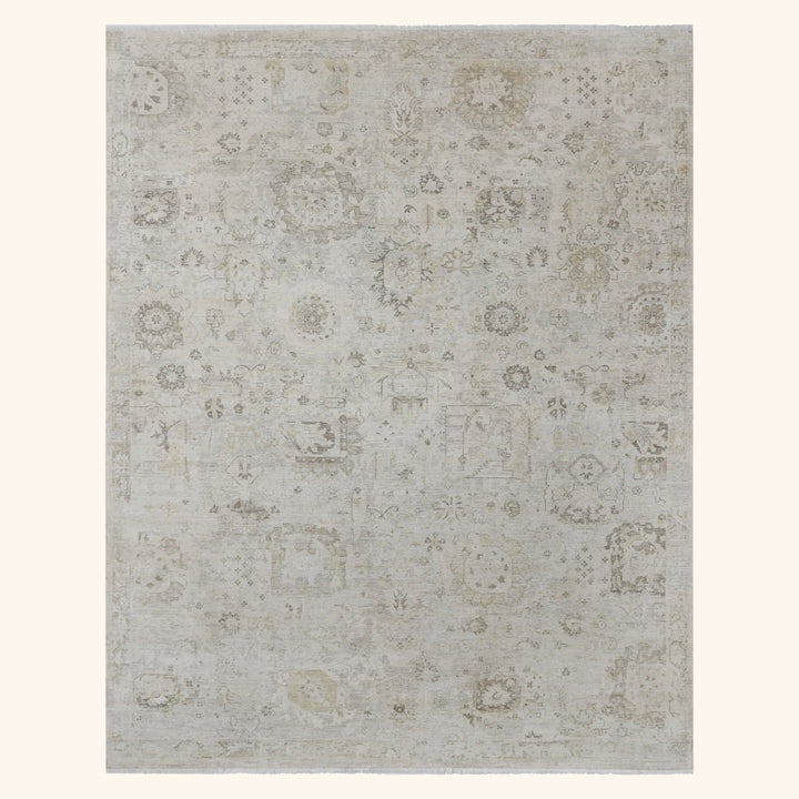 Beige Antique Revival Wool Silk Blend Rug